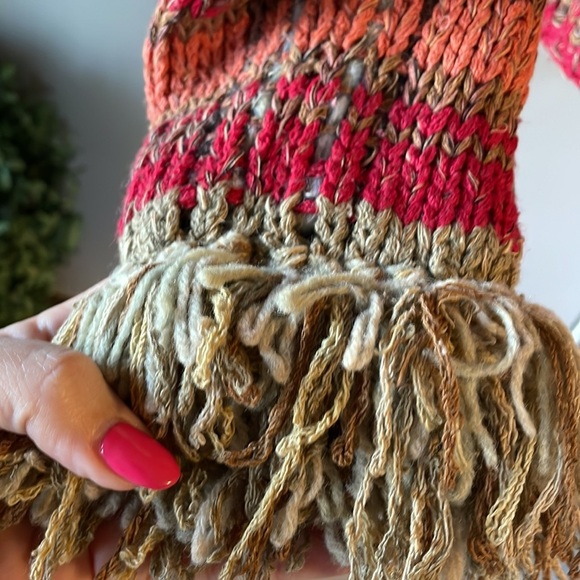 Susan Bristol vintage cable knit loop button down cardigan sweater yarn fringe M - Picture 5 of 10